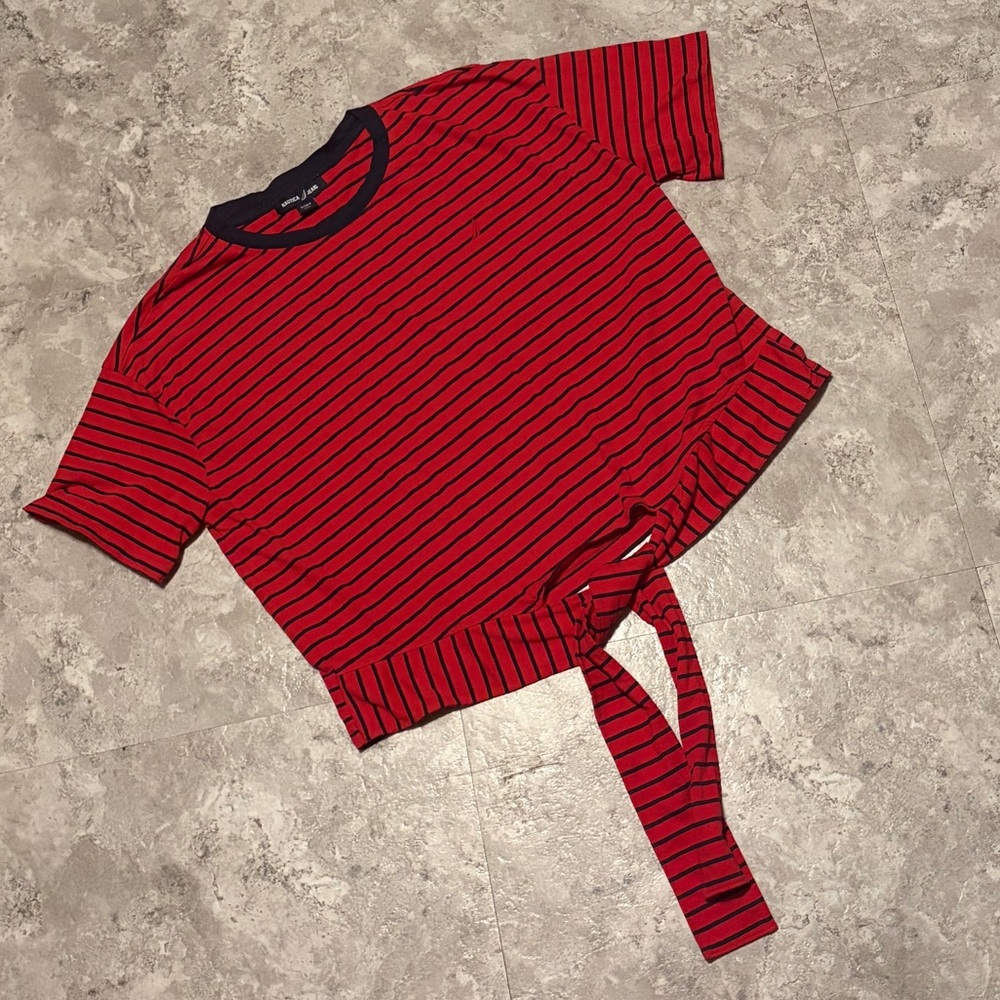 Nautica Jeans Striped Tie-Front Top T Shirt Small